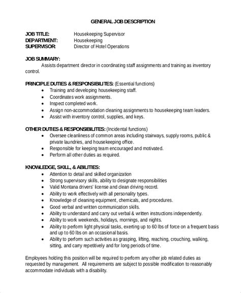 housekeeping staff duties and responsibilities.